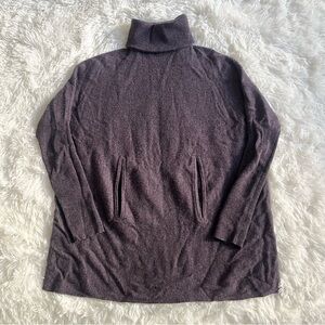 Garnet Hill Wool Cashmere Blend Turtleneck Sweater Pockets Oversized Purple XS